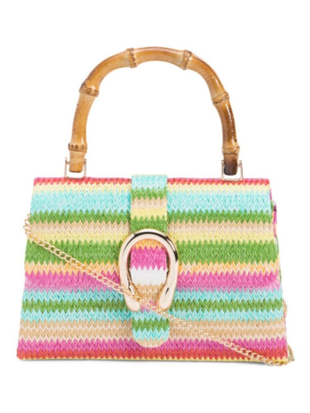 ALESSIA BIANCHI Striped Buckle Top Handle Satchel